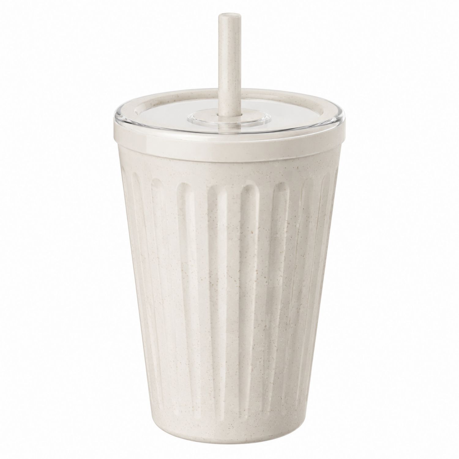 Tazza Riutilizzabile con Cannuccia Bianca 350ml