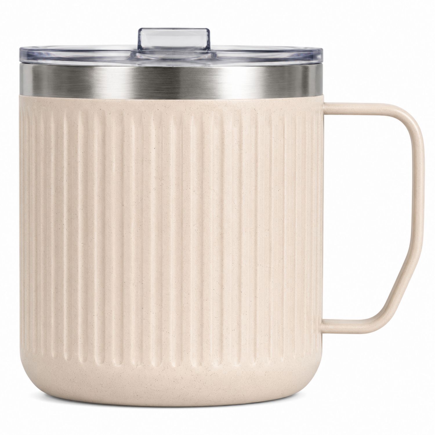 Tazza Termica con Coperchio Trasparente Beige 350ml
