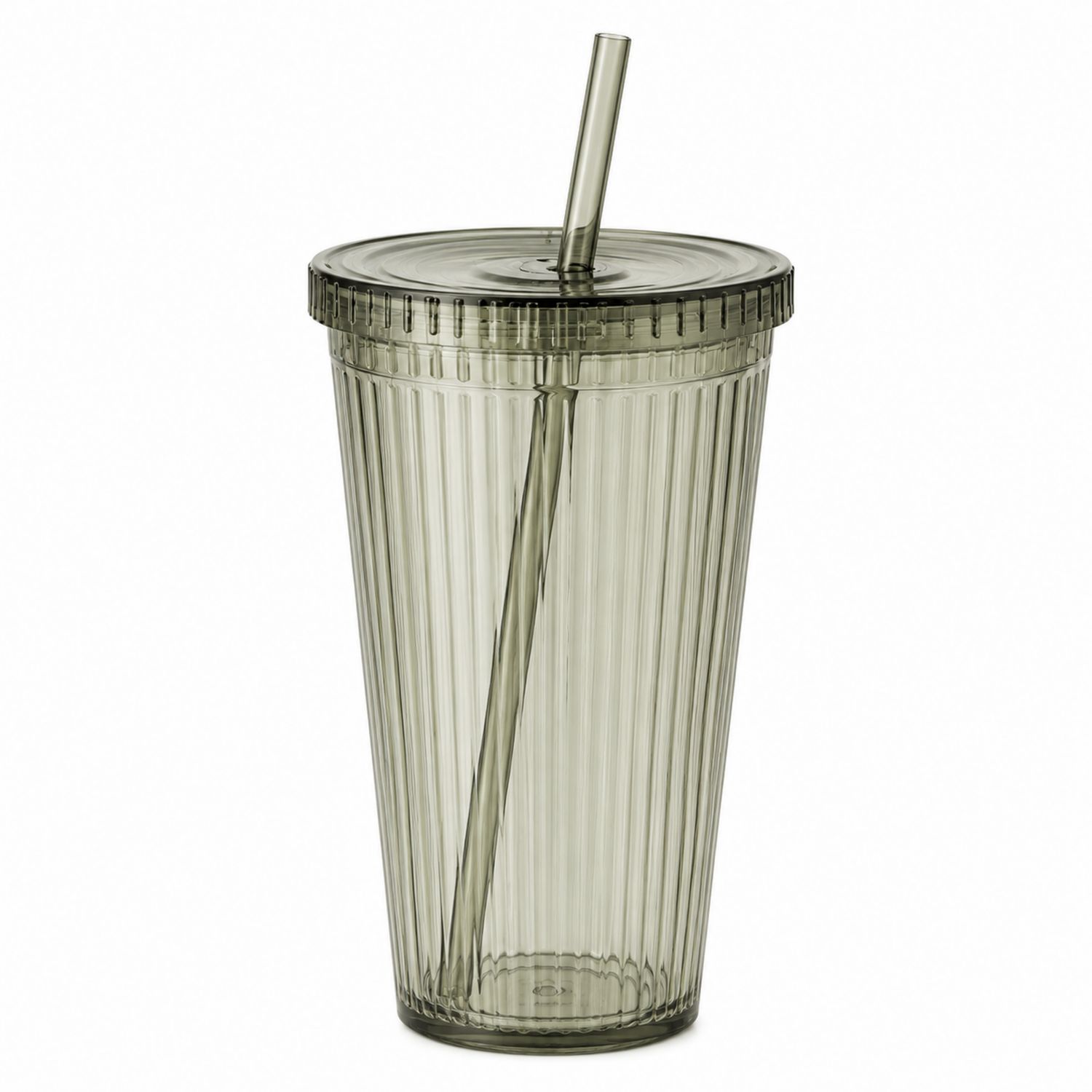 Bicchiere con Cannuccia Trasparente Grigio 500ml