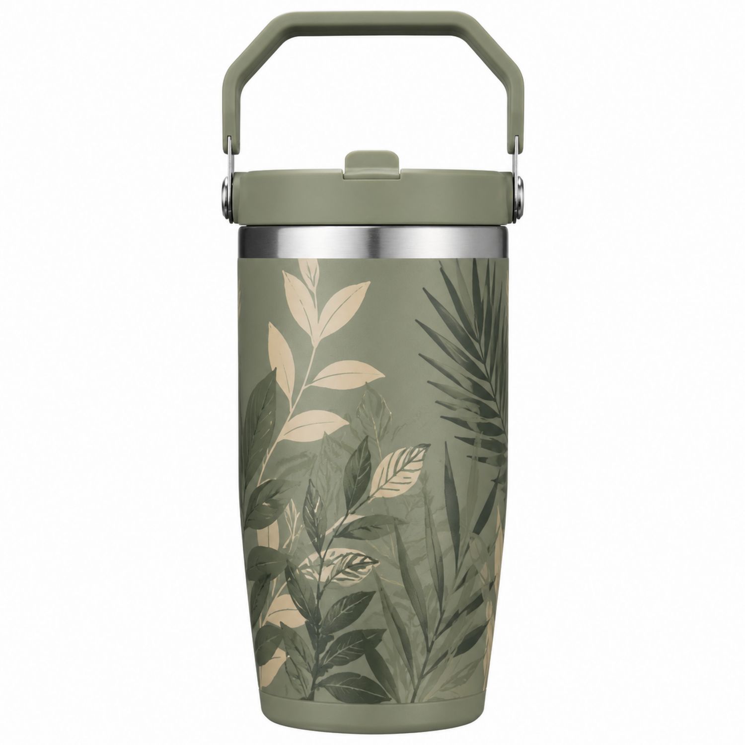 Thermos 500ml verde con motivo foglie