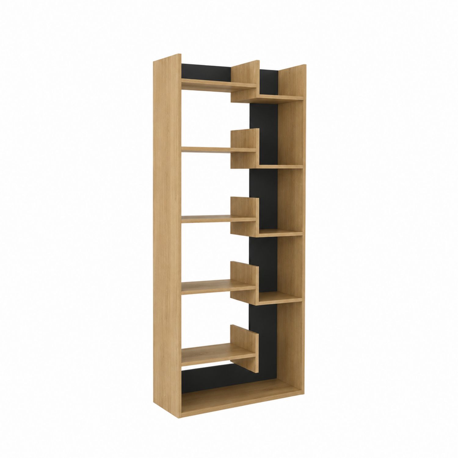 Bücherregal Holzwerkstoff Eiche Schwarz 180cm