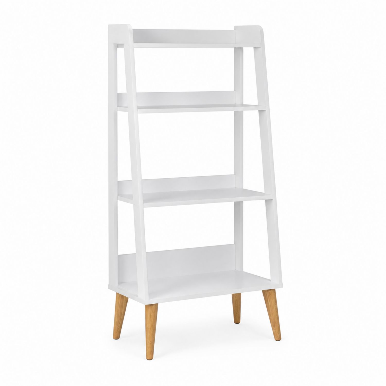 Holz Bücherregal 4 Ebenen Weiß Eiche