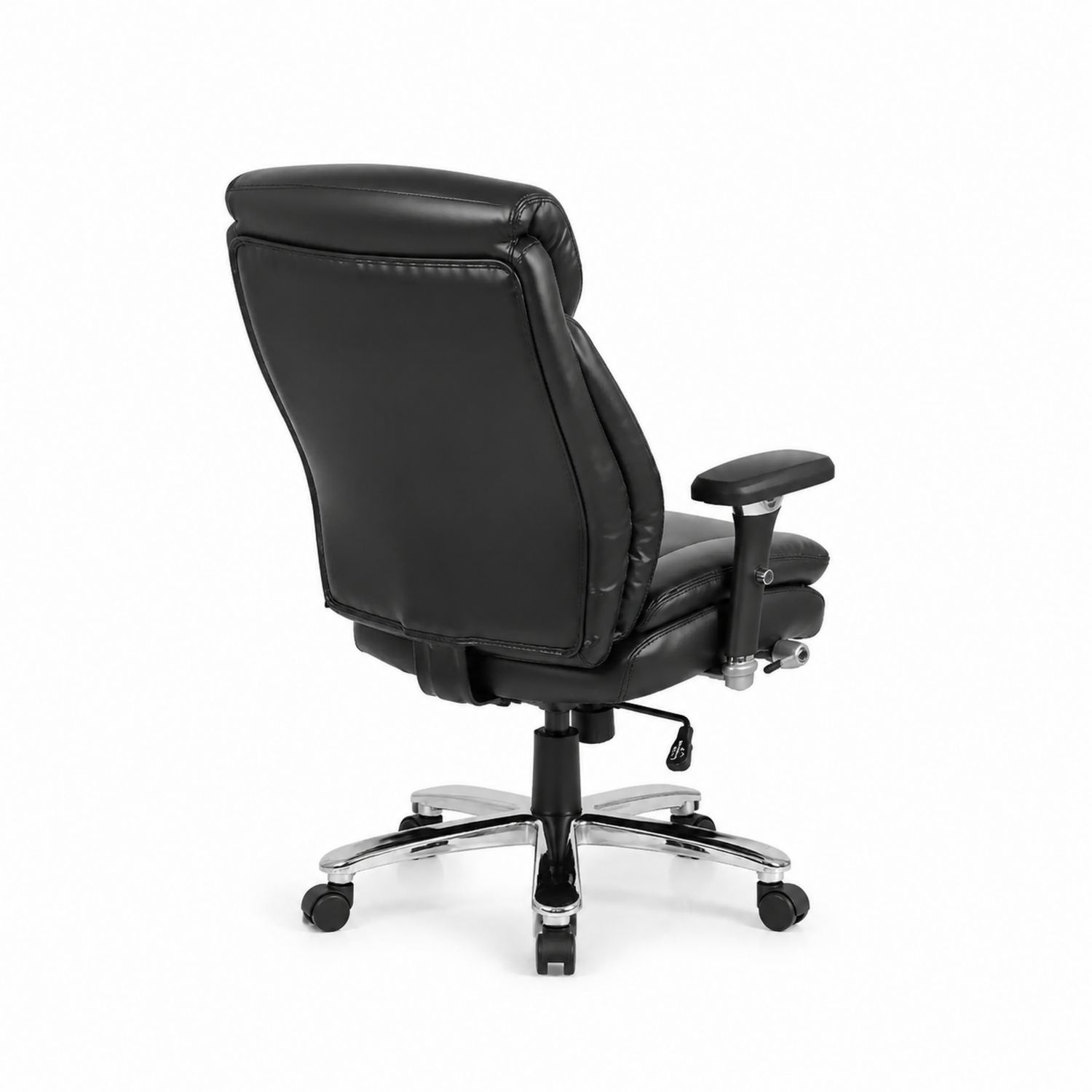 Ergonomischer Bürostuhl Schwarz Leder mit Verstellbaren Armlehnen