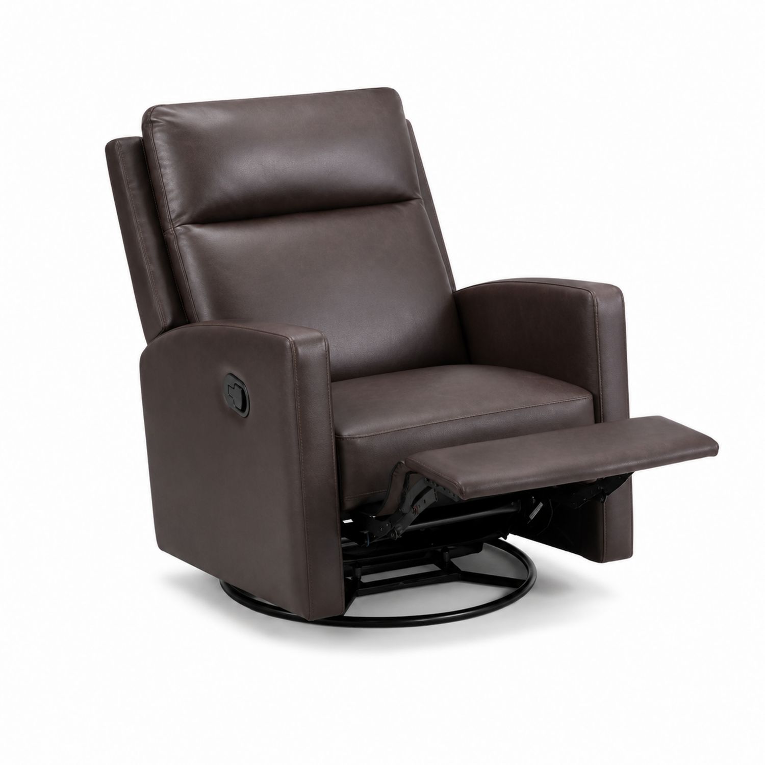 Relaxsessel mit Liegefunktion Braun Kunstleder höhenverstellbar Schwenkfunktion