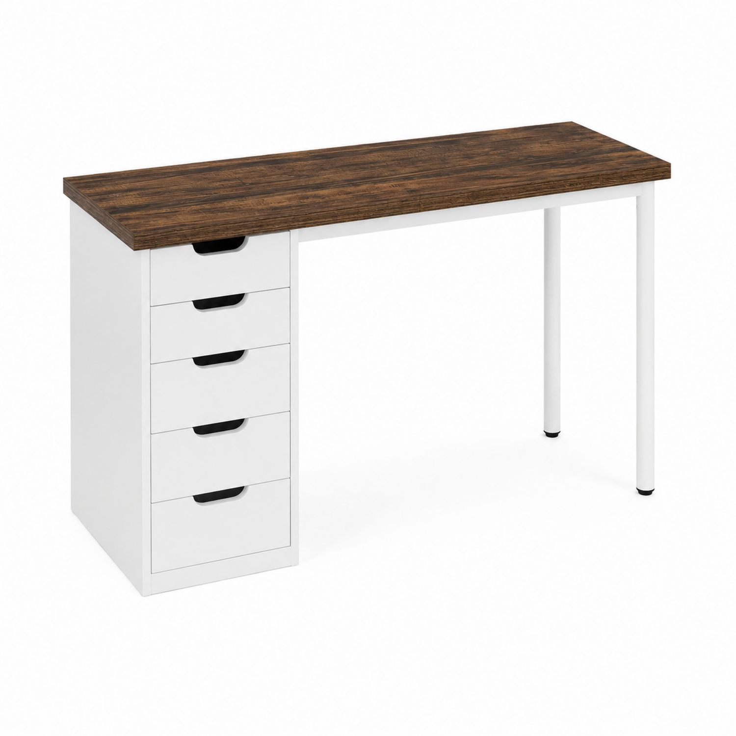 Schreibtisch mit 5 Schubladen Holz Weiß 150x60x75cm