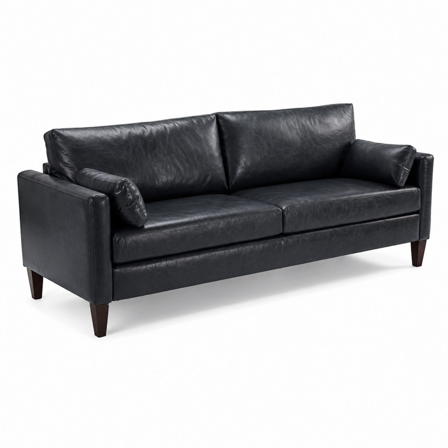 Ledersofa 3-Sitzer PU Schwarz