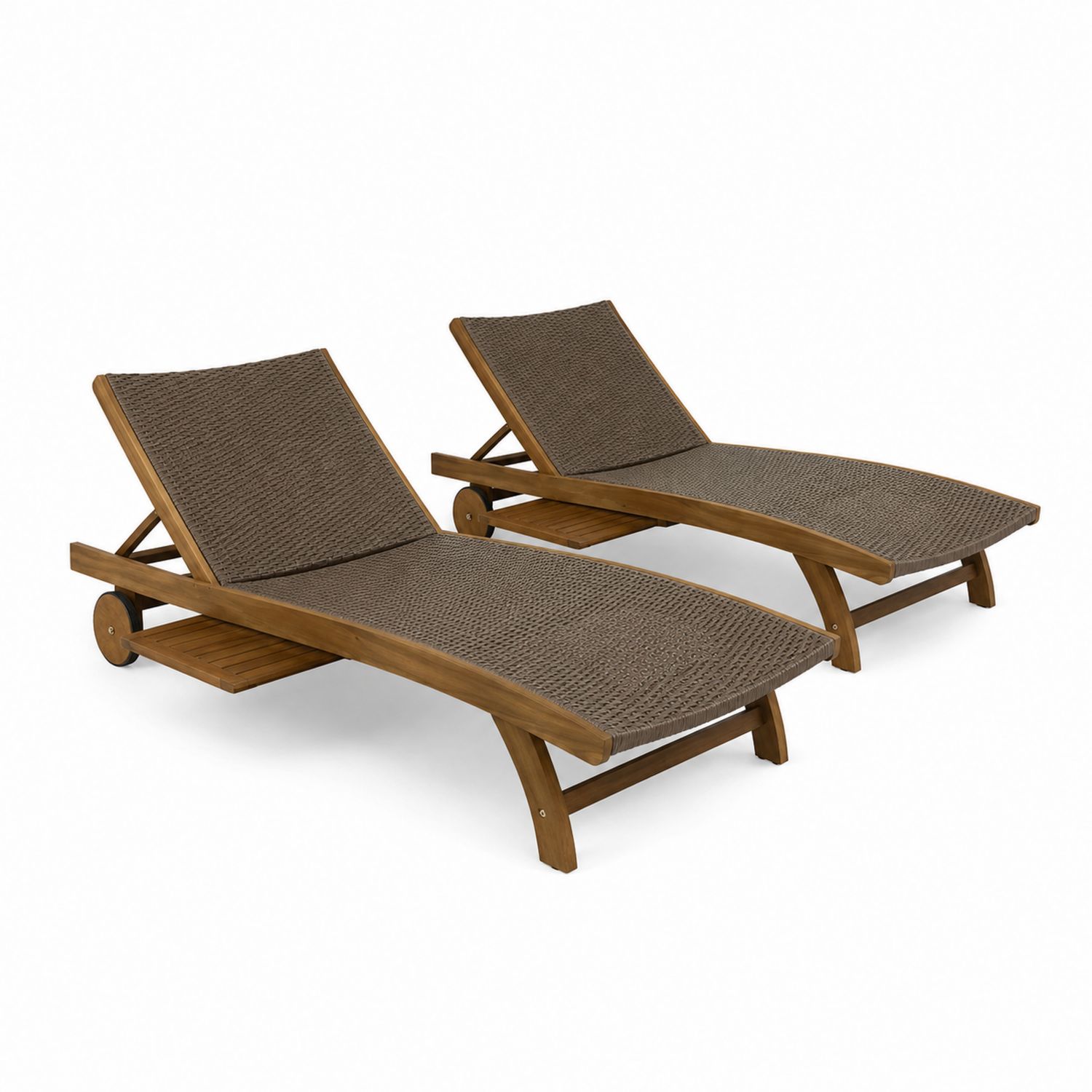 Garten-Liegestuhl Set 2-teilig Akazienholz Kunststoffgeflecht Braun 200 cm