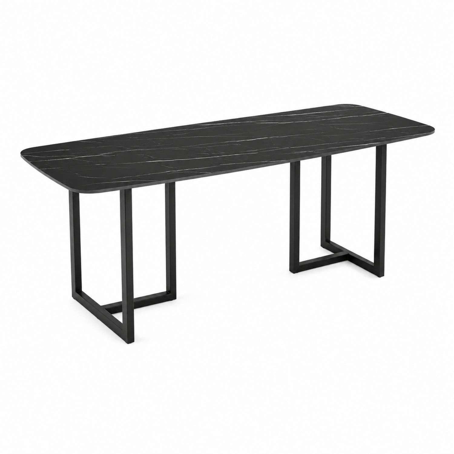 Esstisch rechteckig 200x90x75 cm Keramik Schwarz