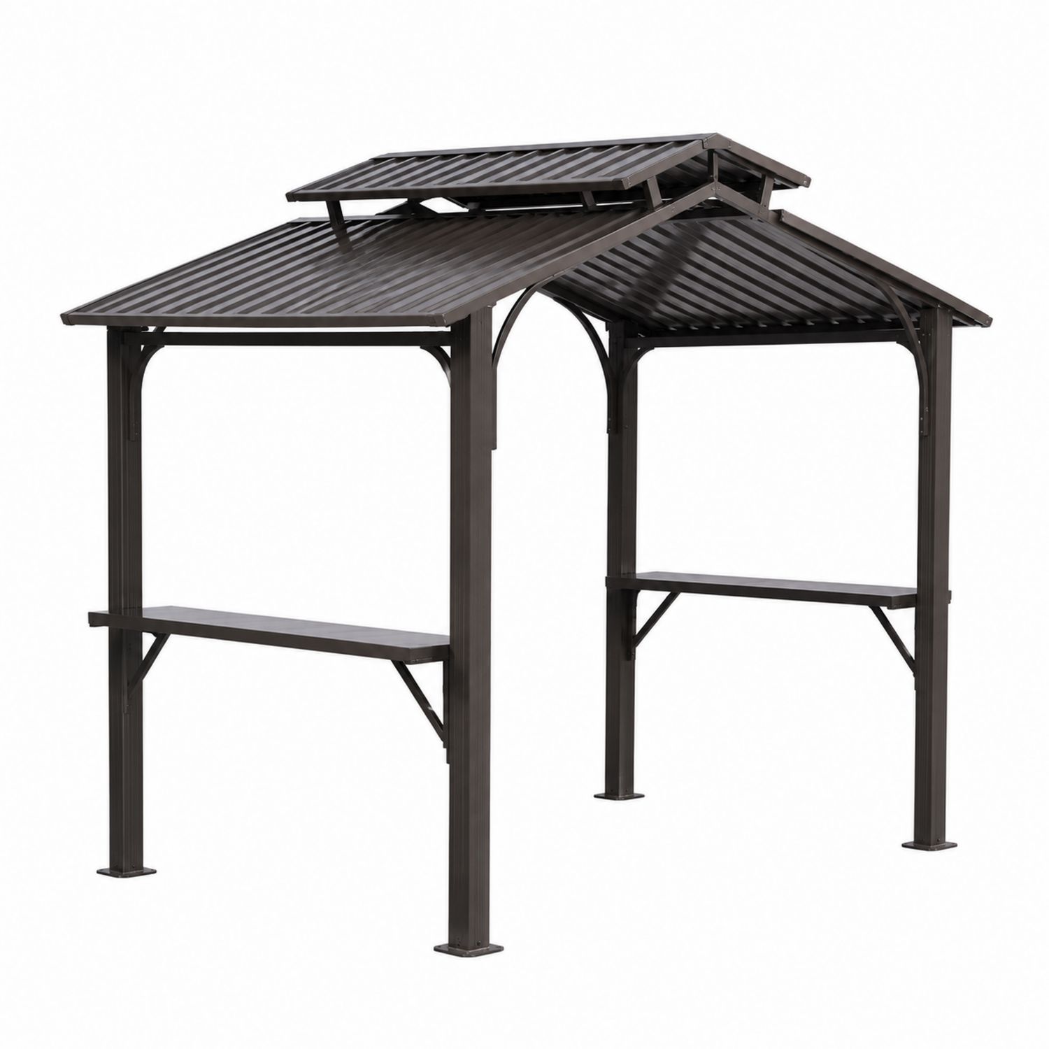 Metall Pavillon mit Lamellendach Braun