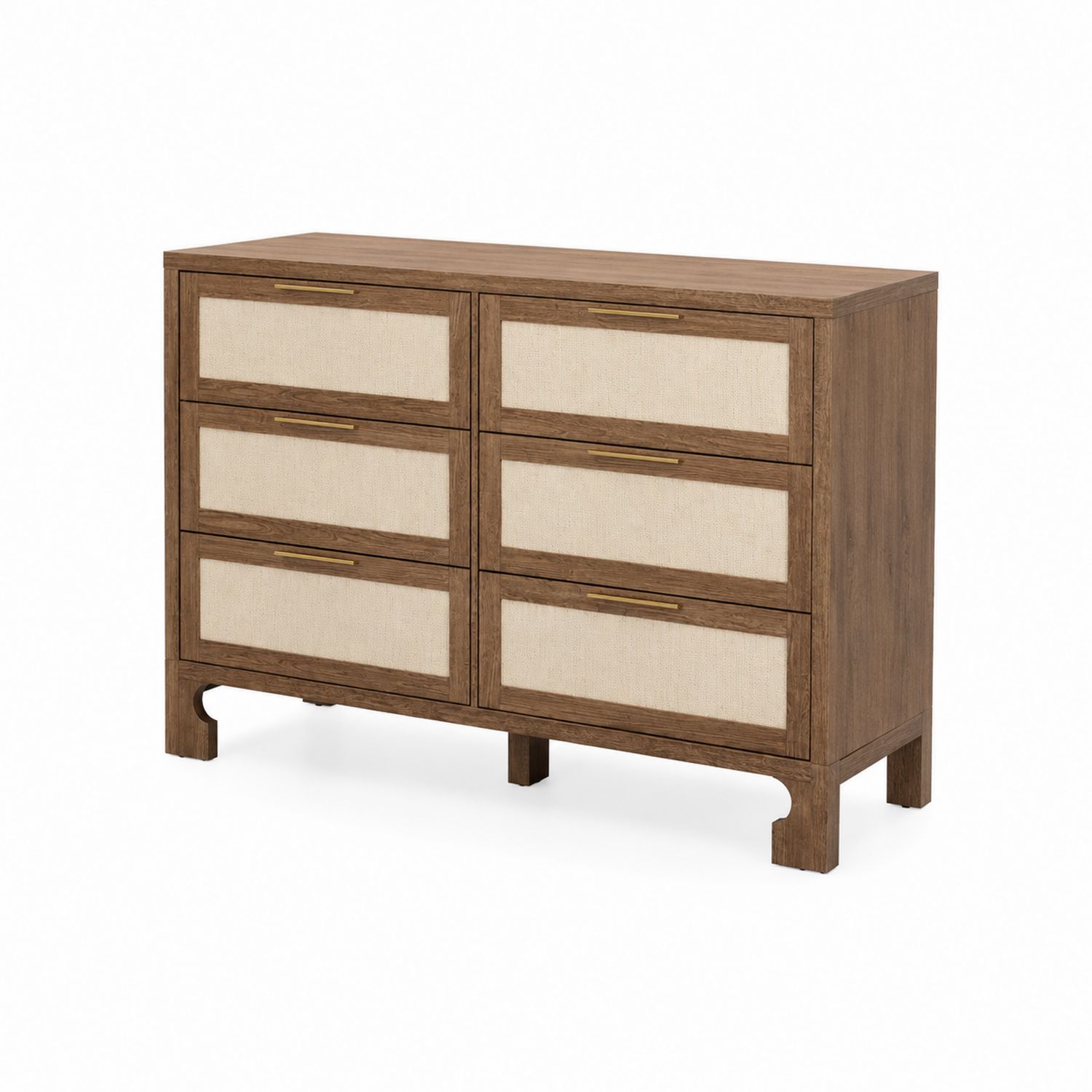 Holz-Kommode mit 6 Schubladen in Braun und Beige