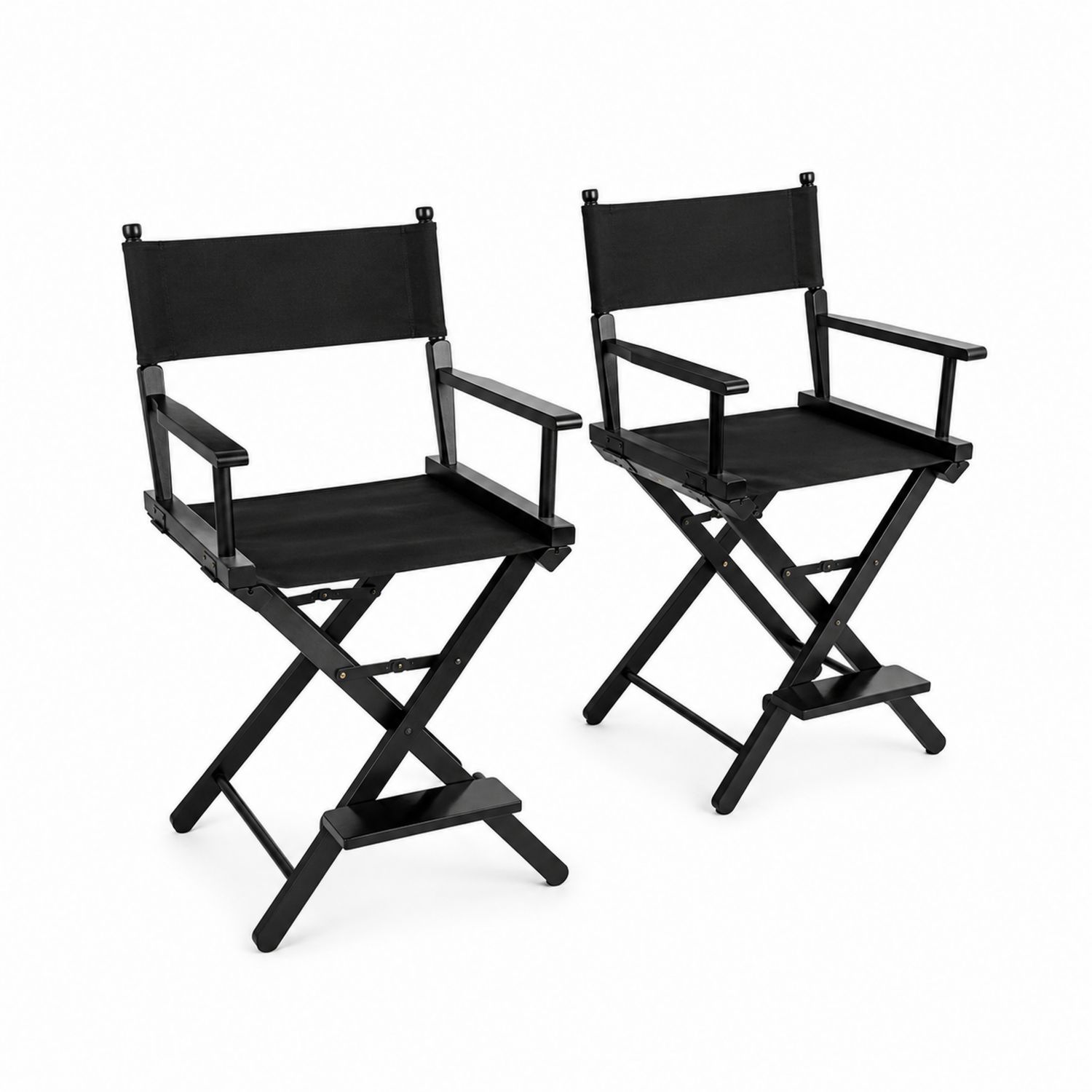 2er Set Klappbare Regiestühle, Metall und Polyester, Schwarz