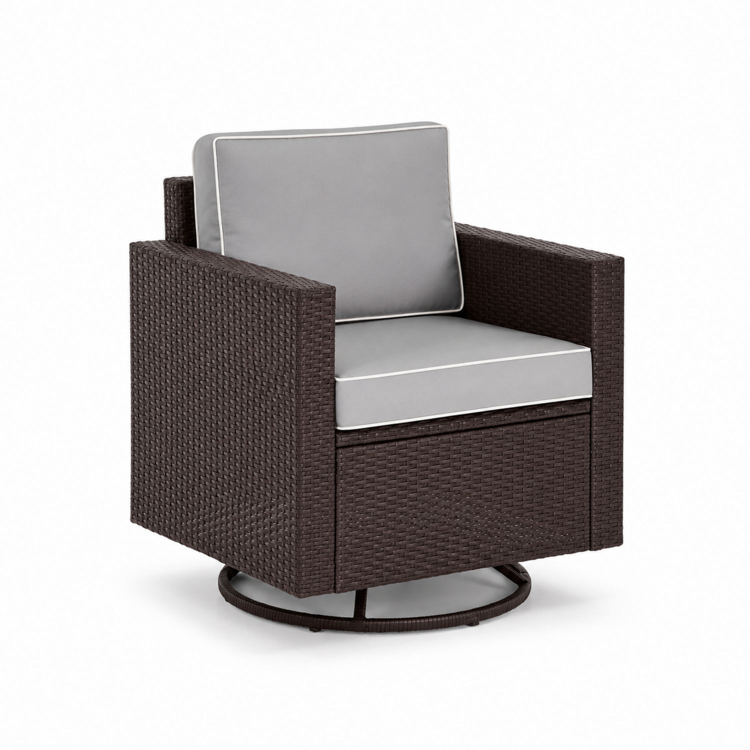 Outdoor Loungesessel Rattan-Geflecht Grau/Braun 75x75x90 cm