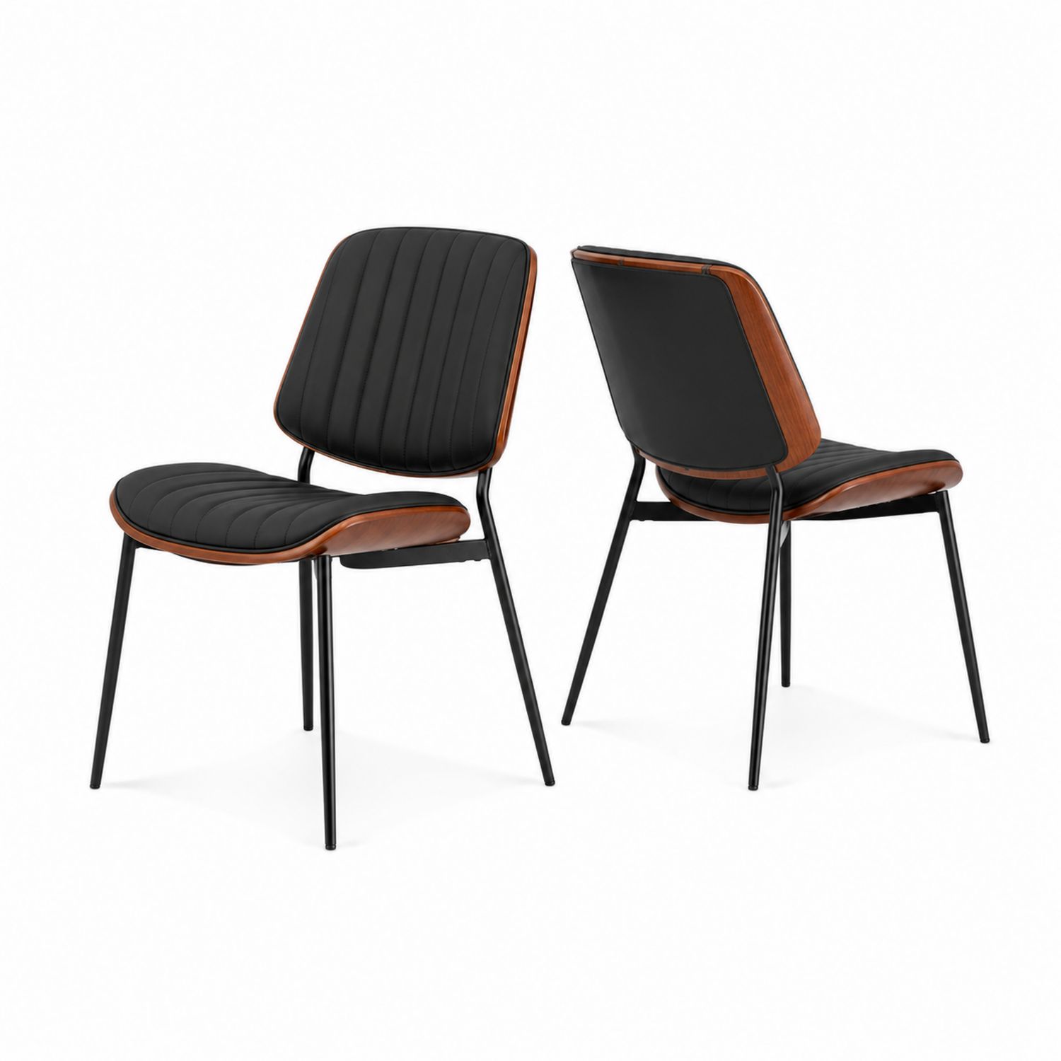 Esszimmerstuhl Set aus Kunstleder und Metallgestell in Schwarz/Braun
