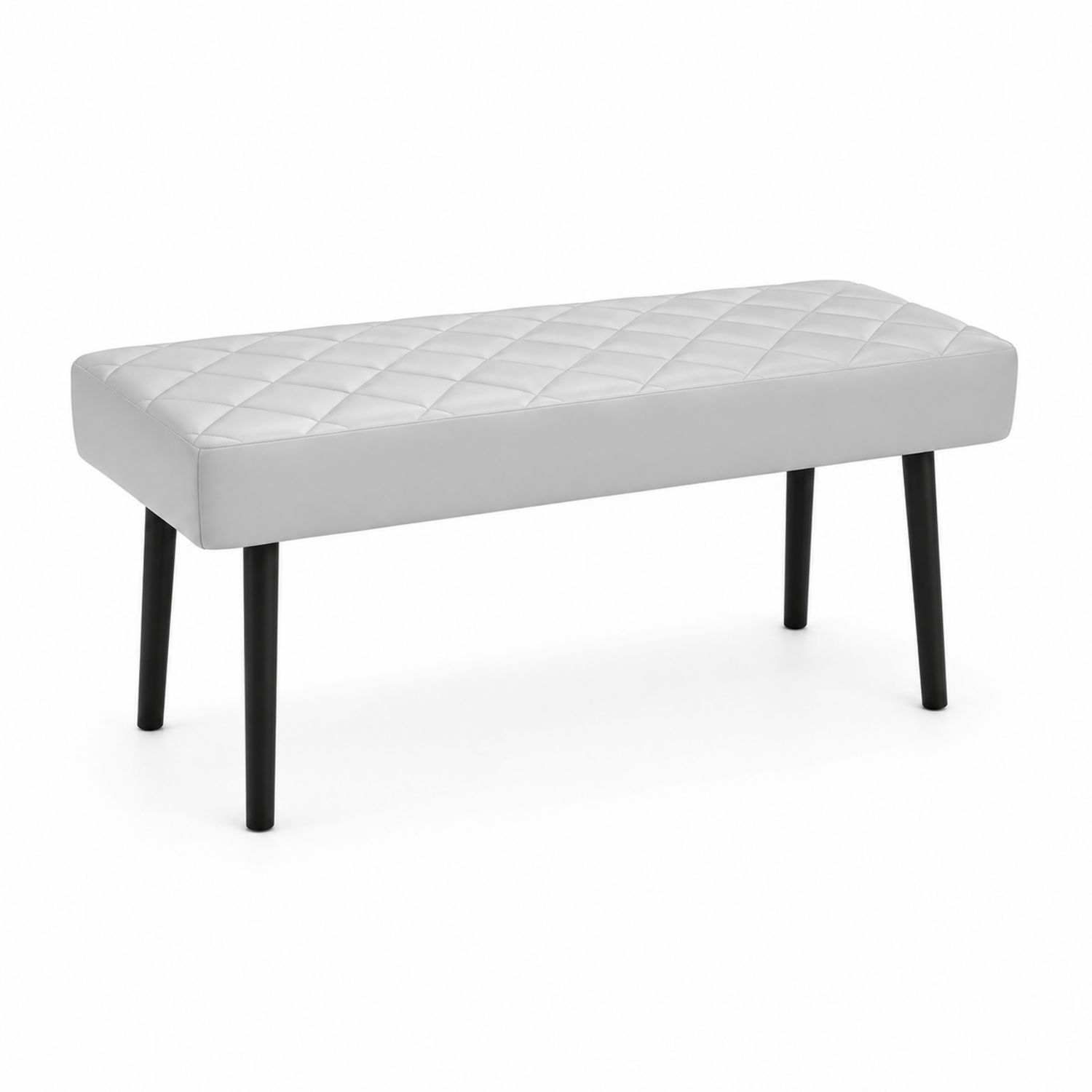 Polsterbank rechteckig Kunstleder Weiß Schwarz
