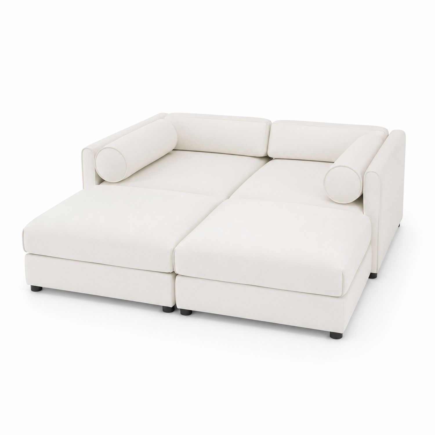 Modulares Sofa-Set aus Baumwollmischgewebe in Cremeweiß