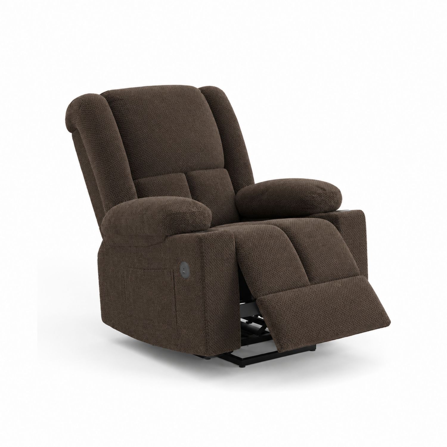 Elektrisch verstellbarer Relaxsessel aus Stoff in Braun, 100 x 90 x 85 cm