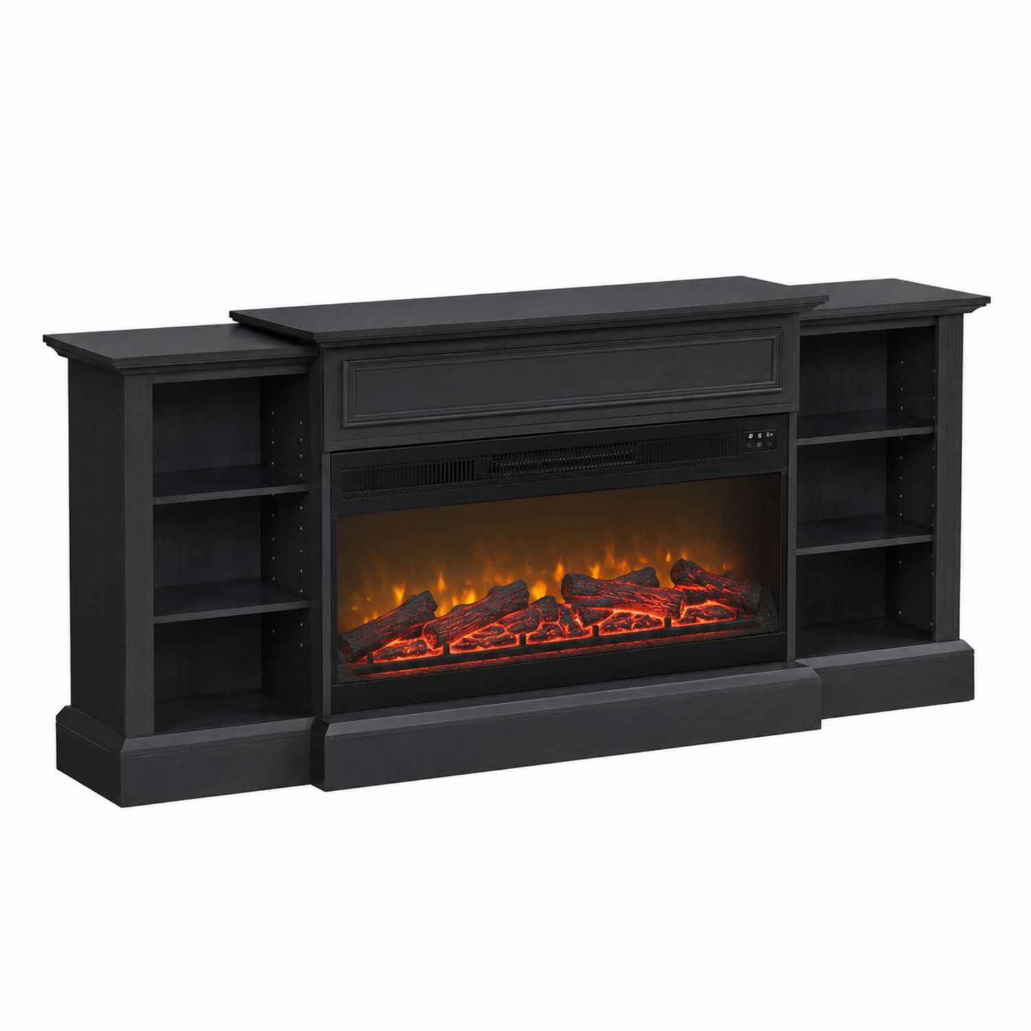 Elektrischer Kamin TV-Schrank mit Regalen Schwarz 150 cm