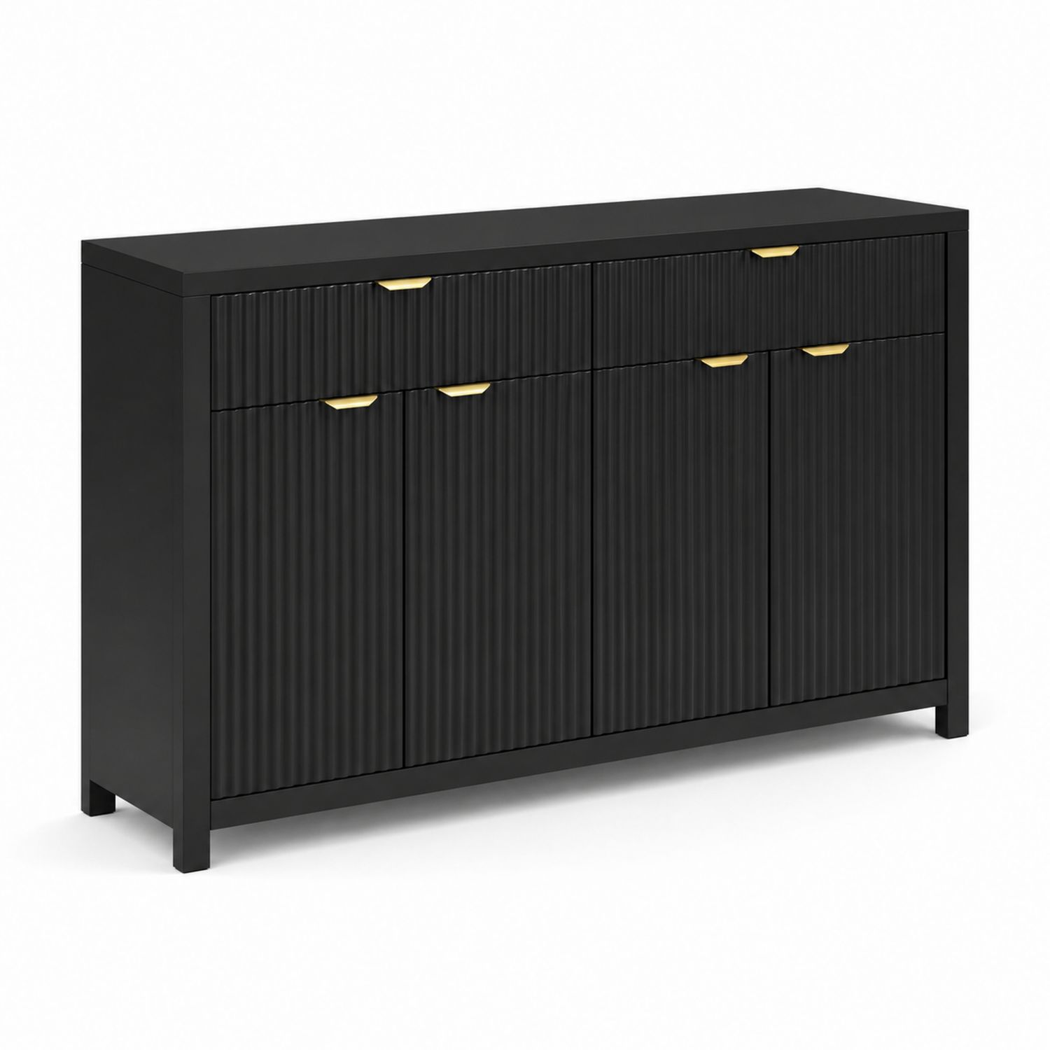 Schwarzes Sideboard MDF mit goldenen Griffen