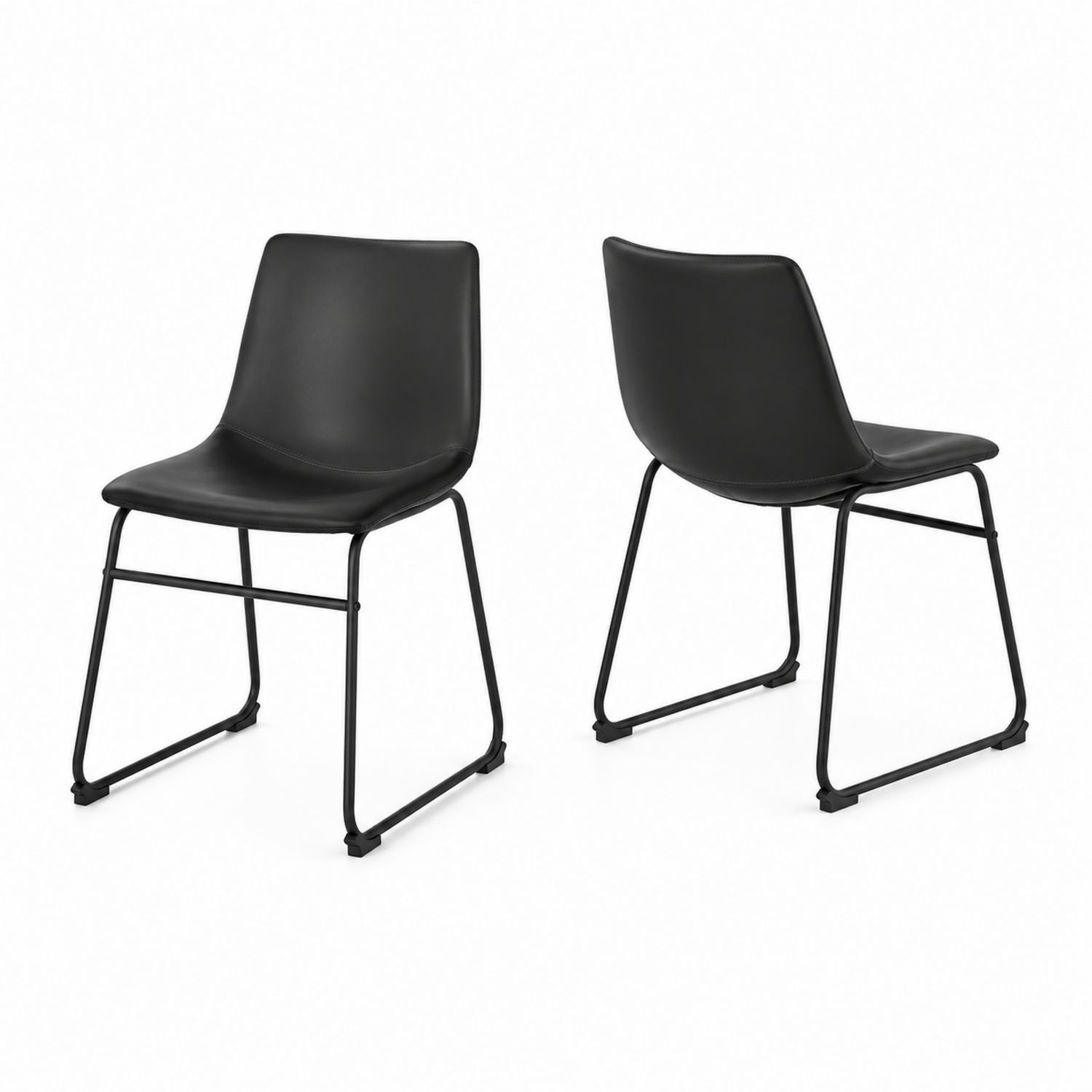 Esszimmerstuhl Set aus Kunstleder Schwarz mit Metallgestell, 2er-Set