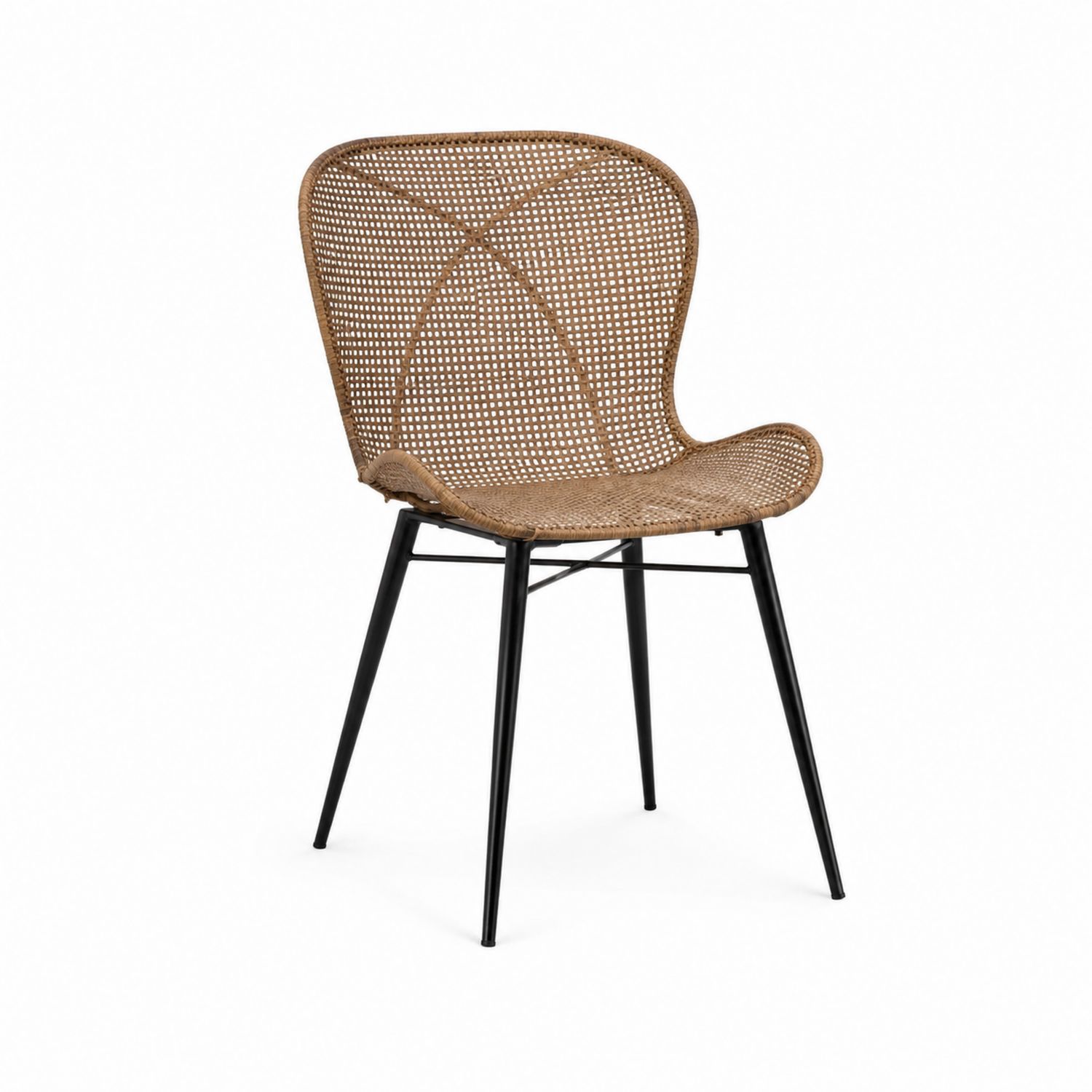 Rattan-Stuhl mit Metallgestell Braun
