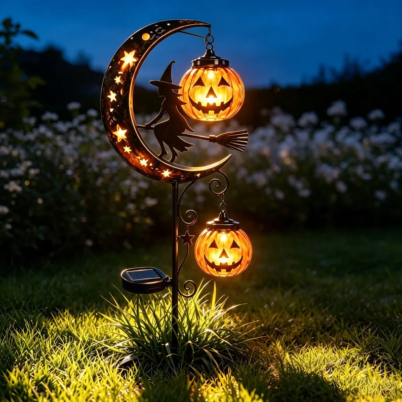Solar Halloween/Christmas Garden Stake,Ghost/Skeleton/Witch Pumpkin Lanterns Yard Light, Outdoor Fall Winter Pathway Decor, Holiday Garden Gift, Festival Gift
