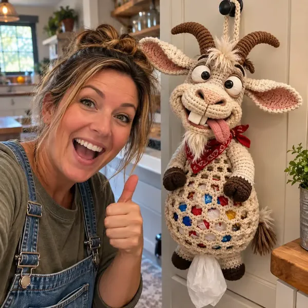 Ifchooseu - 🧶Crochet 🐐 Silly Billy Goat Bag Holder DIY Kit – Cute & Functional Hanging Storage Craft Kit