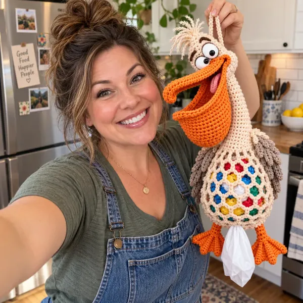 Ifchooseu - 🧶Crochet 🦜 Goofy Pelican Bag Holder DIY Kit – Cute & Functional Hanging Storage Craft Kit