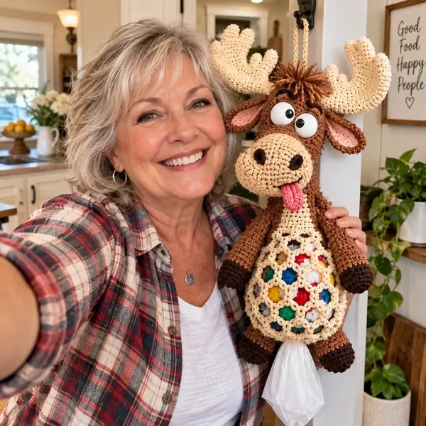 Ifchooseu - 🧶Crochet 🦌 Confused Moose Bag Holder DIY Kit – Cute & Functional Hanging Storage Craft Kit