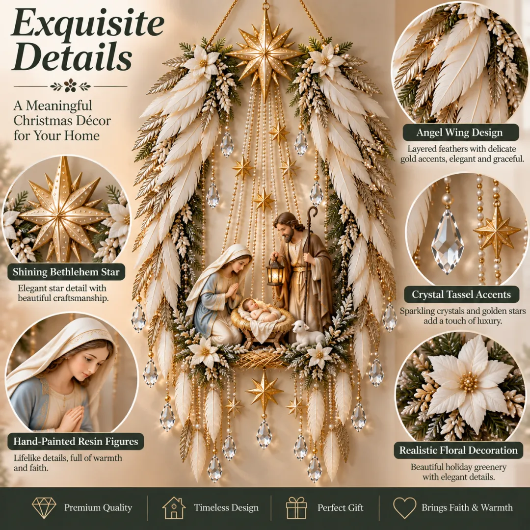 Ifchooseu - 👼 Angel Wings Nativity Lighted Wall Hanging | Meaningful Christmas Decor