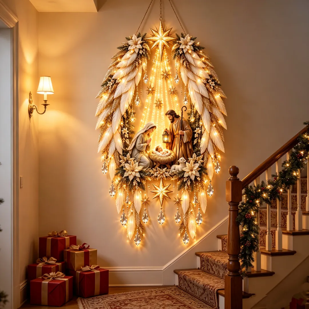 Ifchooseu - 👼 Angel Wings Nativity Lighted Wall Hanging | Meaningful Christmas Decor