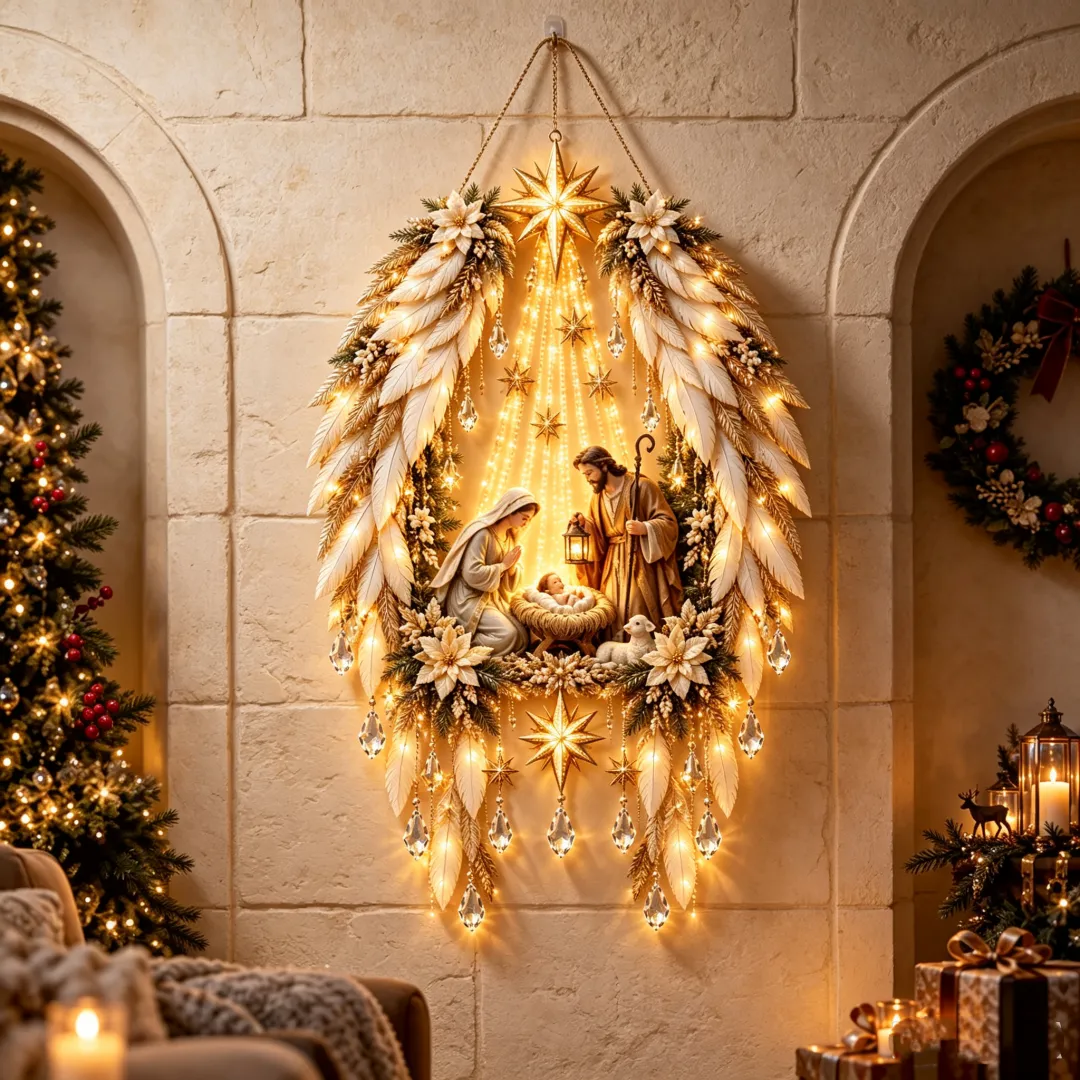 Ifchooseu - 👼 Angel Wings Nativity Lighted Wall Hanging | Meaningful Christmas Decor