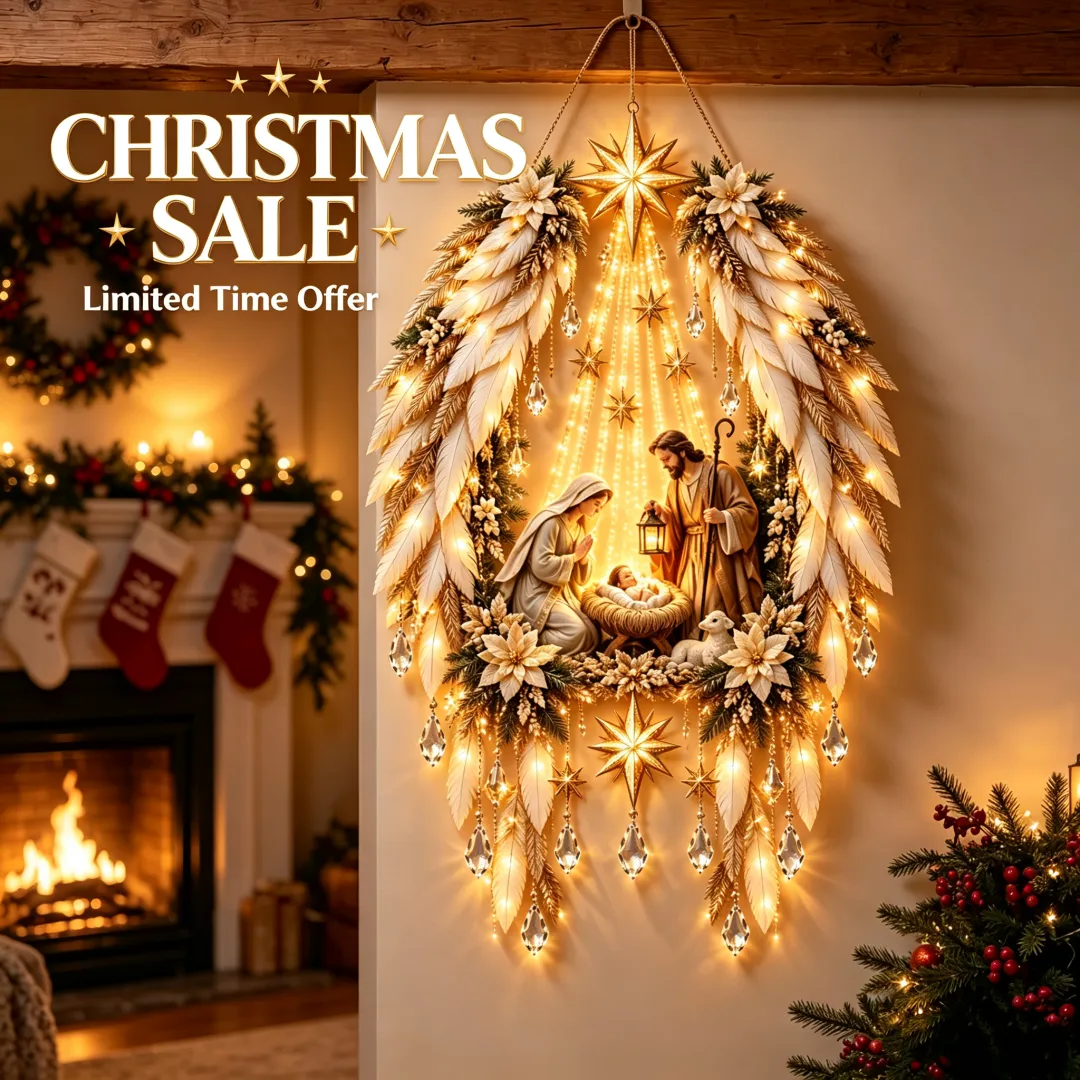 Ifchooseu - 👼 Angel Wings Nativity Lighted Wall Hanging | Meaningful Christmas Decor
