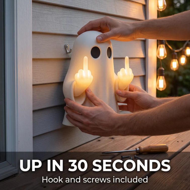 Funny Middle Finger Ghost Sconce Light Halloween Wall Decor Lamp