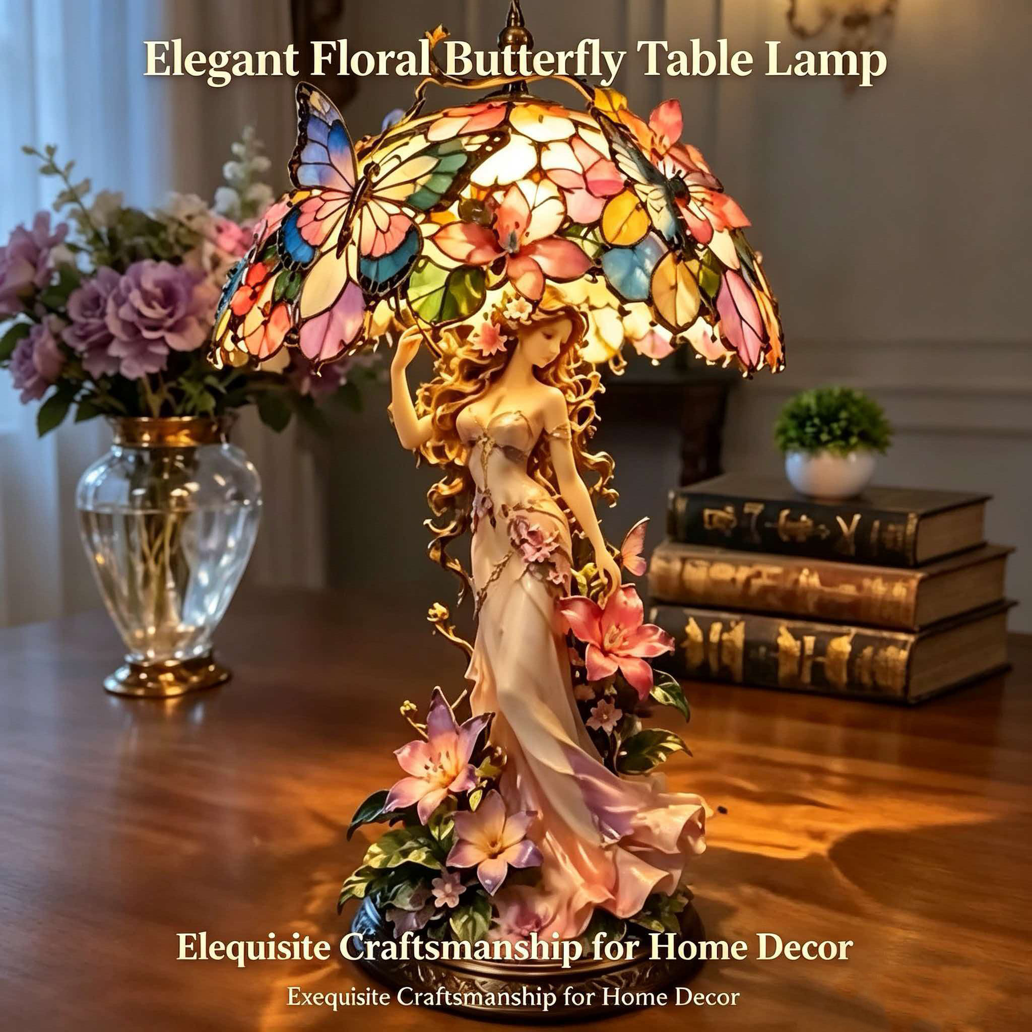 Homeandhappen - Flower Fairy Butterfly Decorative Table Lamp For Home