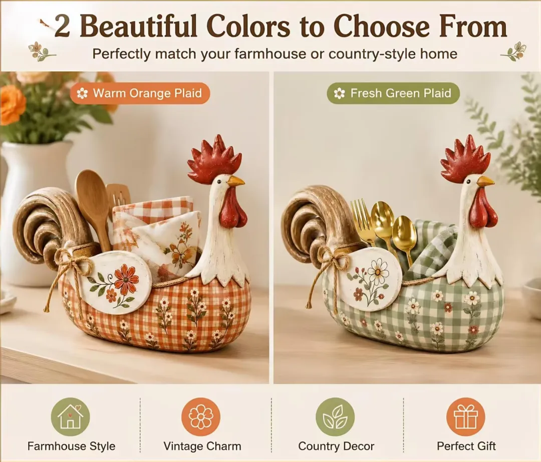 Ifchooseu - 🐓 Farmhouse Rooster Storage Basket