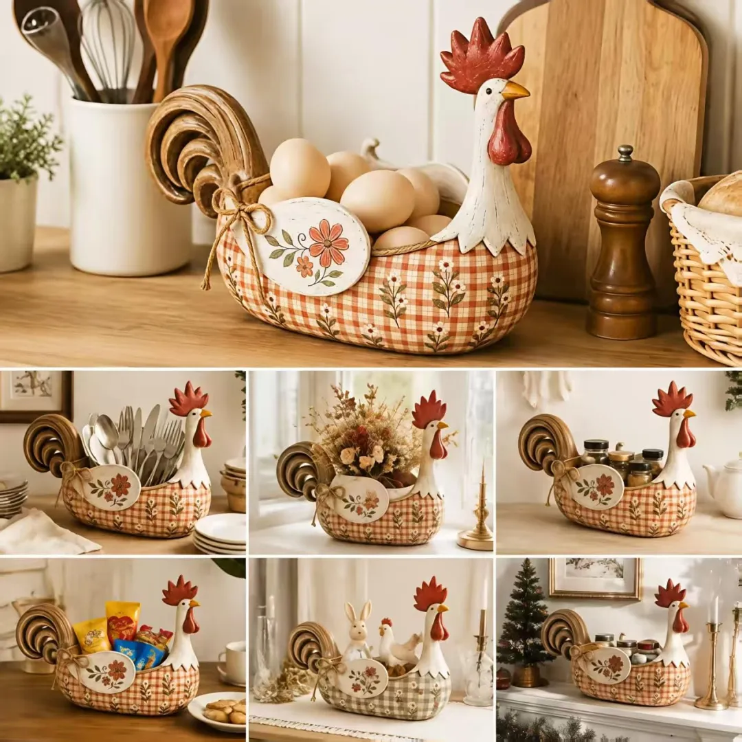 Ifchooseu - 🐓 Farmhouse Rooster Storage Basket