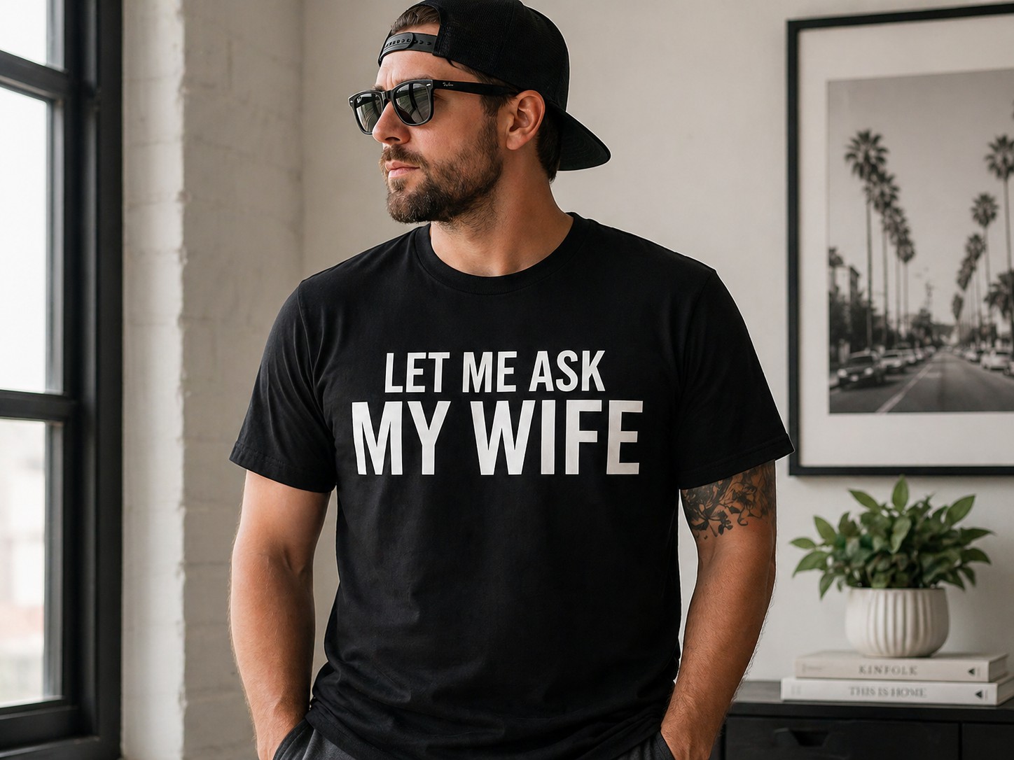 Funny Husband T-Shirt – Let Me Ask My Wife Graphic Tee