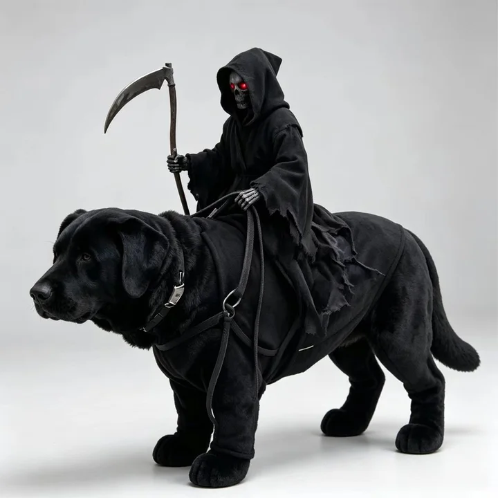 3D The Headless Horseman Rider/Reaper Of The Scythe Pet Costume For Halloween