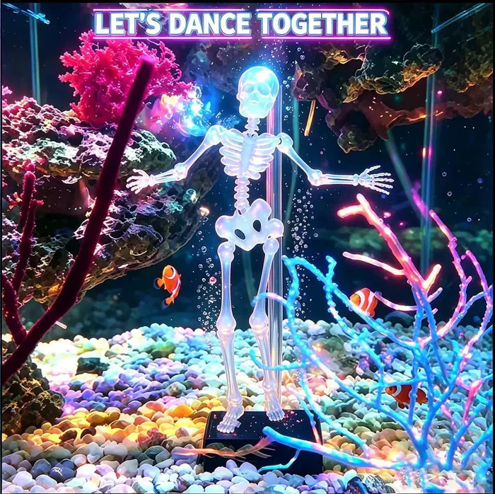 Special Treasure - Bubble Dancing Skeleton Aquarium Ornament – Air Powered Fish Tank Decoration - Dancing Skeleton + Oxygen Pump