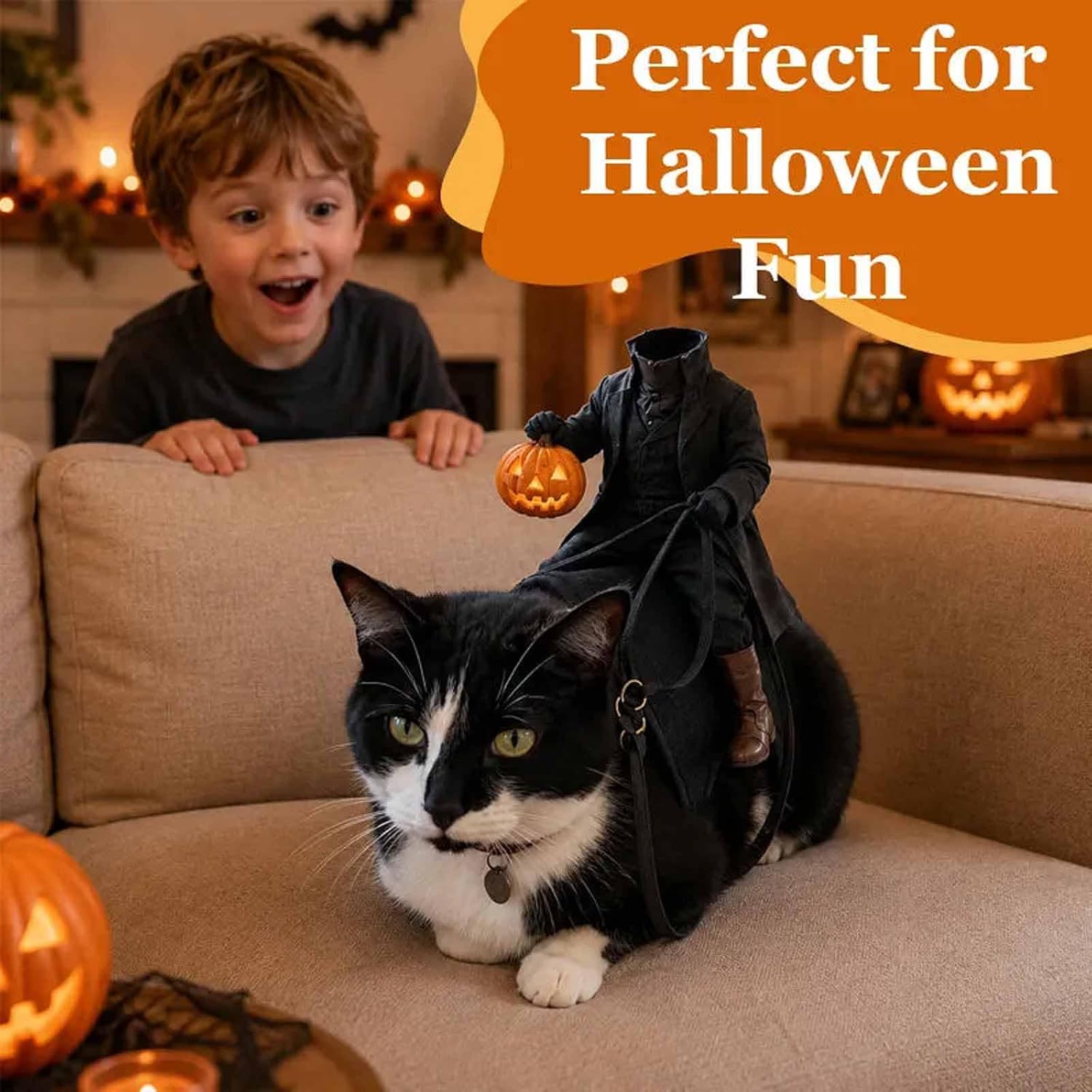 3D The Headless Horseman Rider/Reaper Of The Scythe Pet Costume For Halloween
