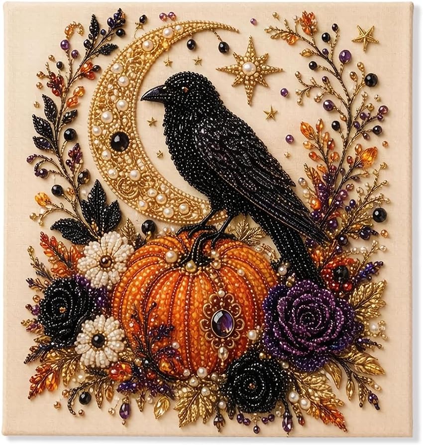 Last Day 50% OFF - Halloween Ghost Pearl Art DIY Kit, 3D Pearl Mosaic Craft Set, Beginner Friendly Handmade Pearl Painting, Cute Ghost Pumpkin Canvas Art, Gift for DIY Craft Lovers