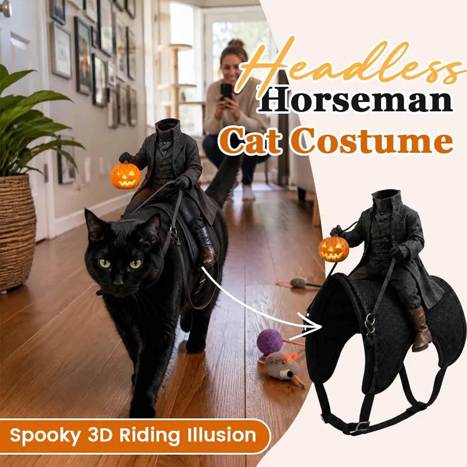 3D The Headless Horseman Rider/Reaper Of The Scythe Pet Costume For Halloween