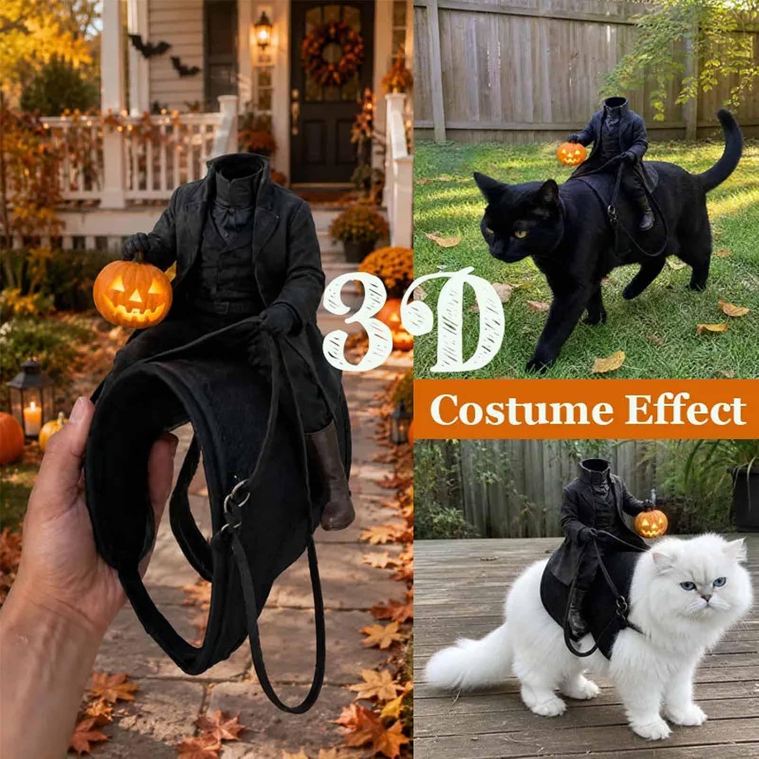 3D The Headless Horseman Rider/Reaper Of The Scythe Pet Costume For Halloween