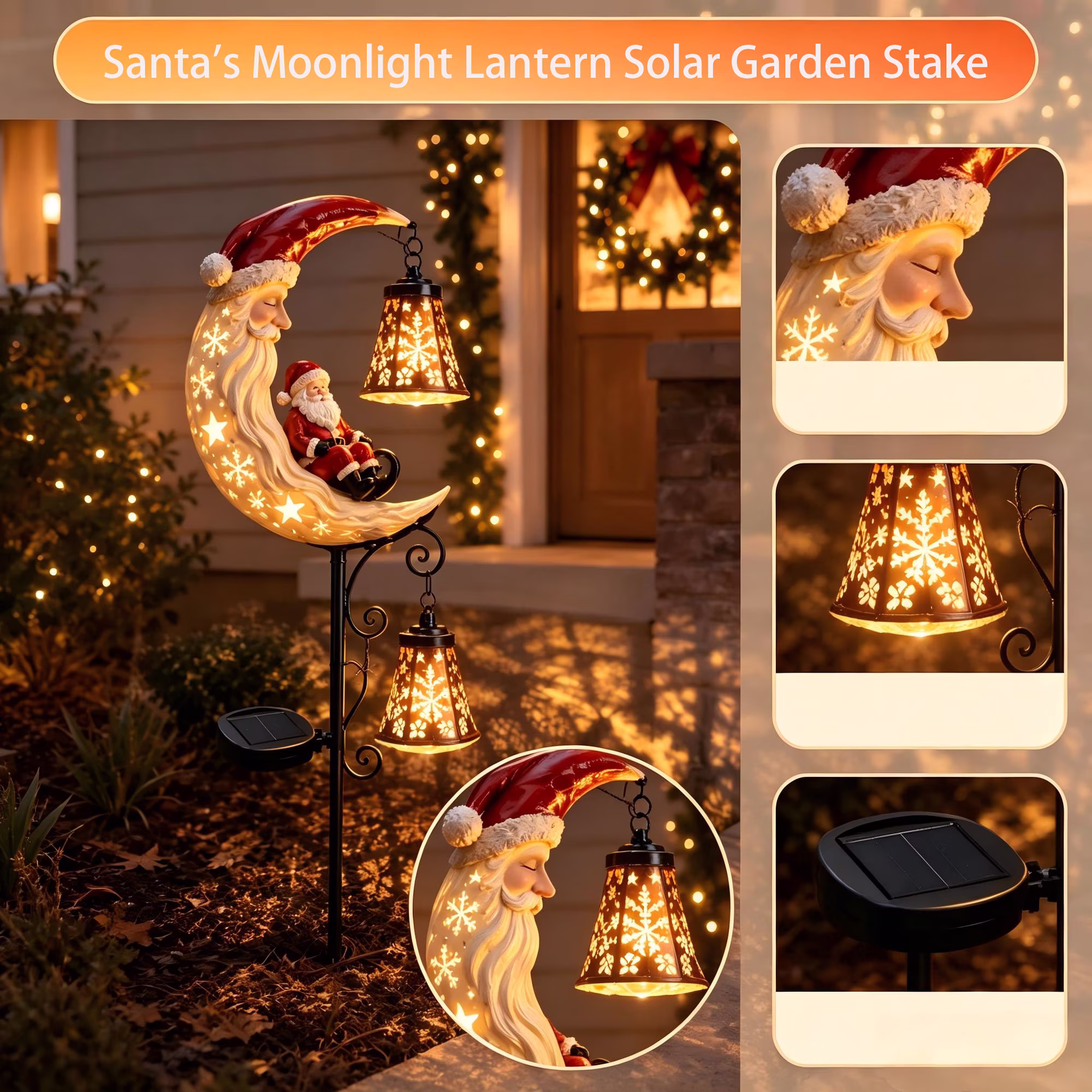 Solar Halloween/Christmas Garden Stake,Ghost/Skeleton/Witch Pumpkin Lanterns Yard Light, Outdoor Fall Winter Pathway Decor, Holiday Garden Gift, Festival Gift