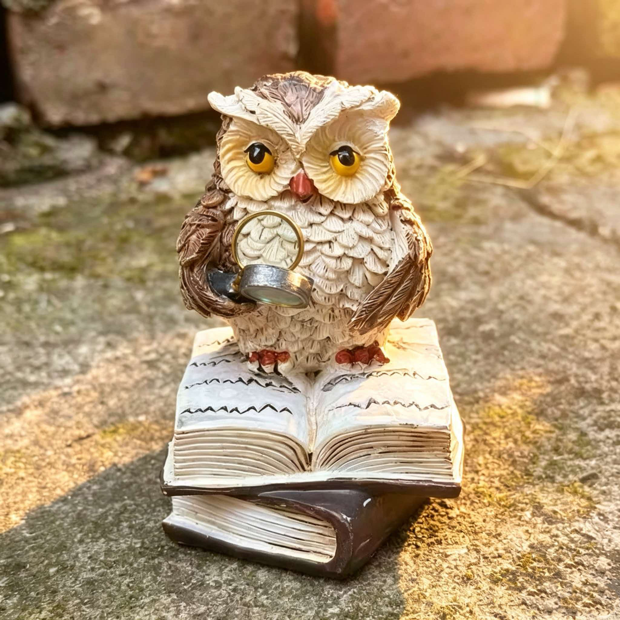 Ifchooseu- 2 Resin Owl Reading Book Home Decor Ornaments, Holiday Gift, Bonsai Decoration