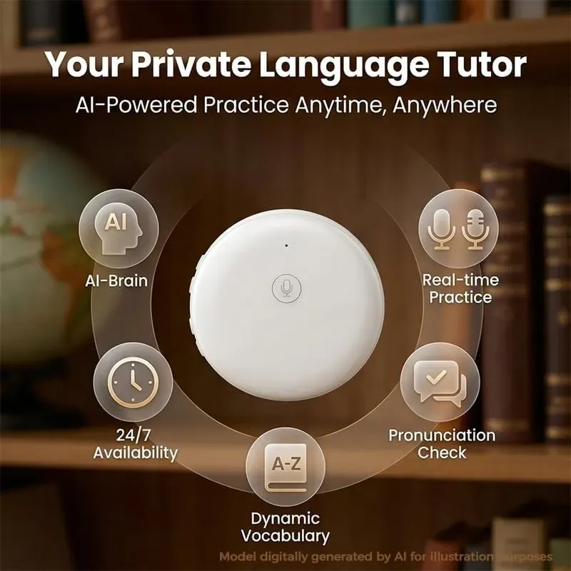 AI Wearable Translator 🌎 – 165+ Language Two-Way Voice Translation Device, Real-Time AI Language Translator with Smart Learning, Bluetooth Connectivity for Travel, Work & Everyday Conversations