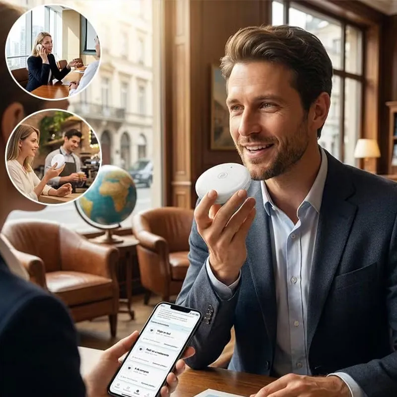 AI Wearable Translator 🌎 – 165+ Language Two-Way Voice Translation Device, Real-Time AI Language Translator with Smart Learning, Bluetooth Connectivity for Travel, Work & Everyday Conversations