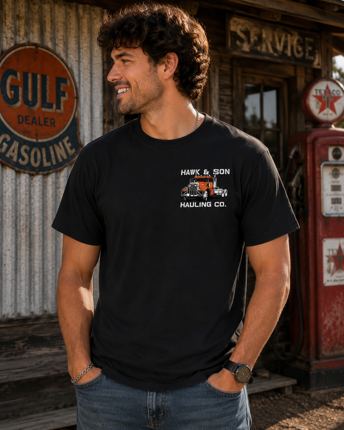 Classic American Truck Driver Graphic T-Shirt – Vintage Big Rig Tee