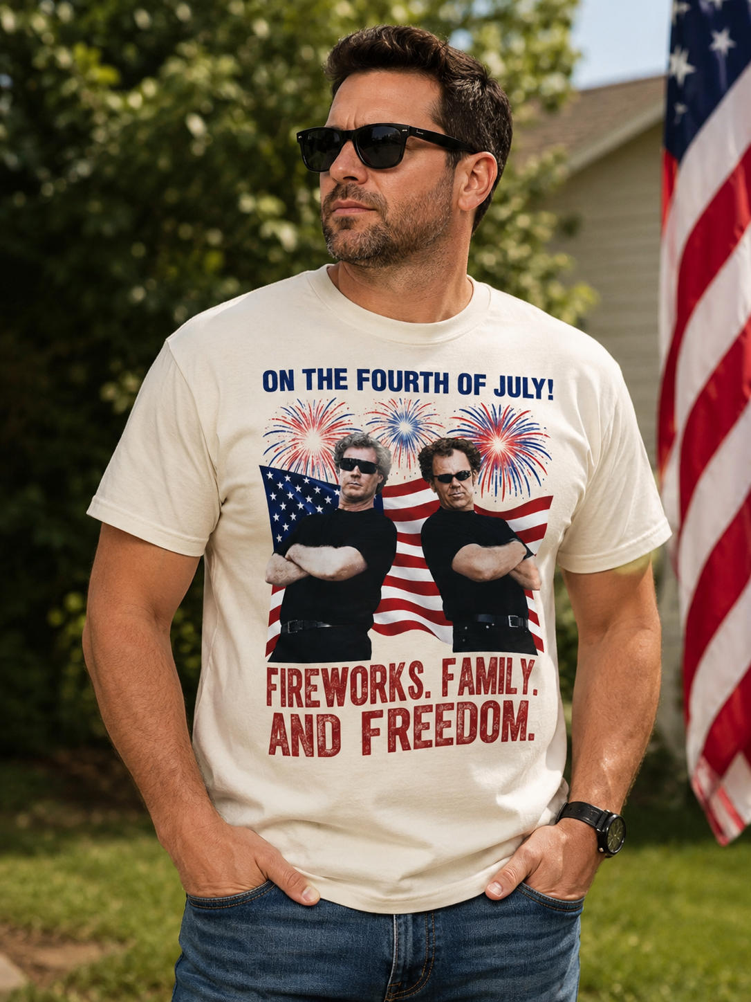 Fireworks, Family & Freedom Graphic T-Shirt – Patriotic Summer Celebration Tee