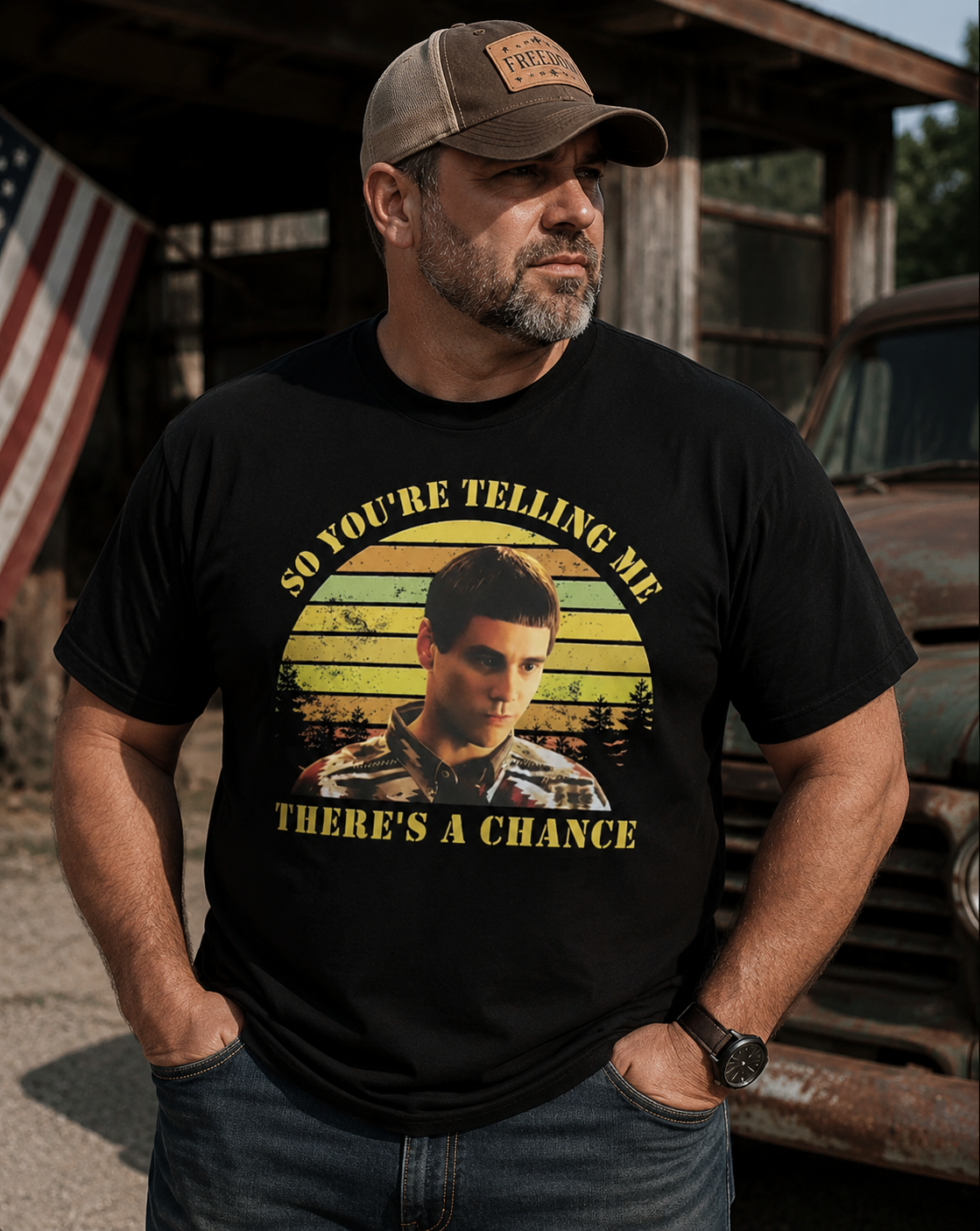 Funny Retro Portrait Graphic T-Shirt – Vintage Humor Tee for Men